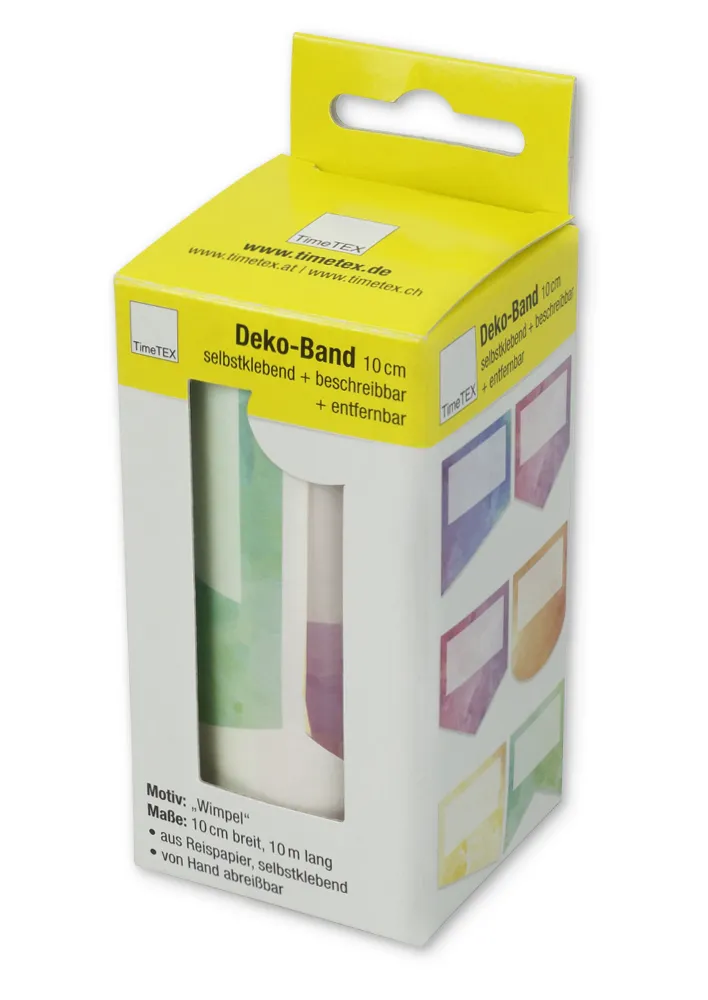 Deko-Band Reispapier 10 cm, selbstklebend + beschriftbar, 10m