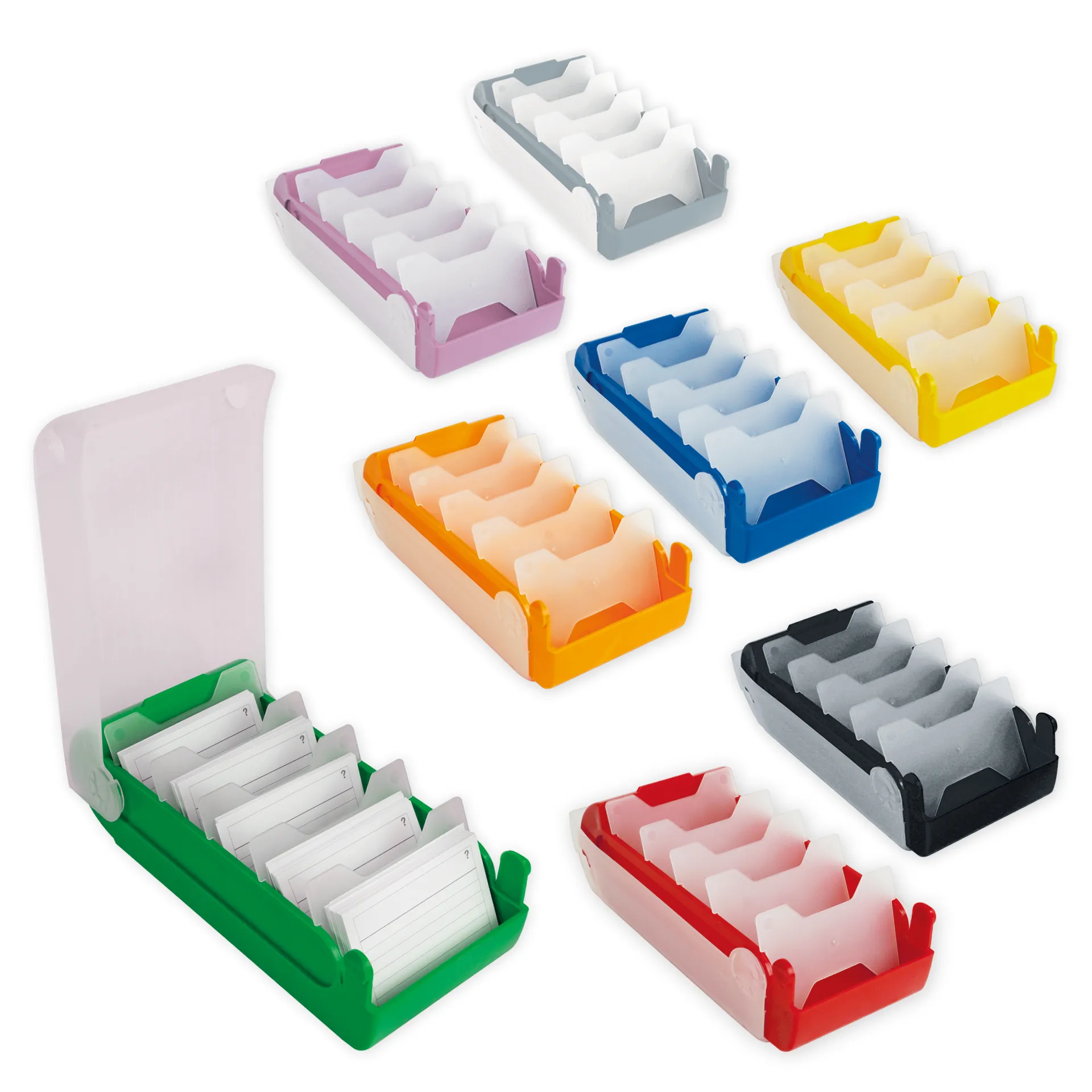 Cutie pentru fișe A8, din plastic, cu 100 de fișe