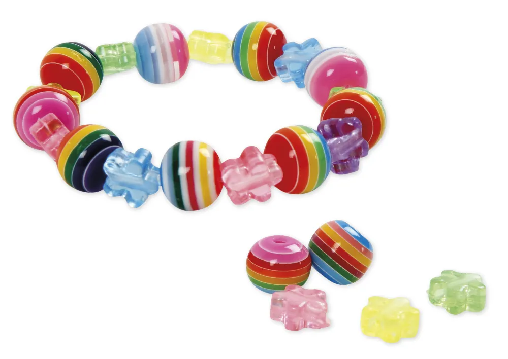 Kunststoff-Perlen gestreift, 12 mm ø, ca. 530 Stück