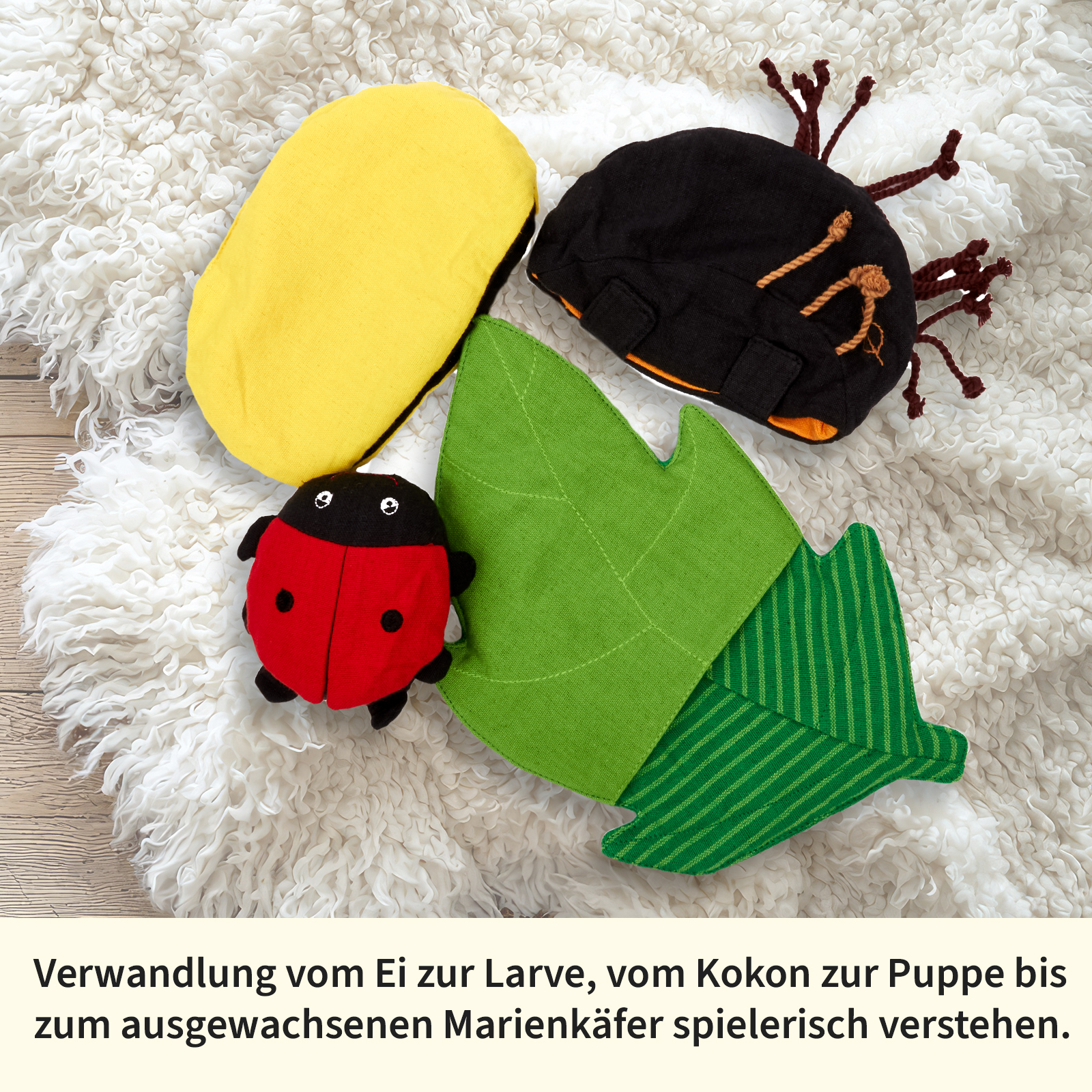 Lalka rewersyjna "Cykl życia biedronek", 4 sztuki