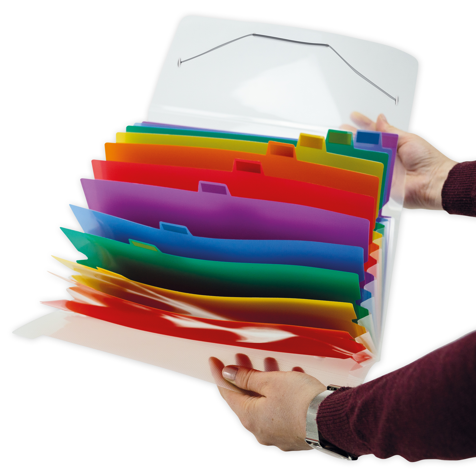 Trieur extensible transparent TimeTEX, format A4-Plus, compartiments colorés