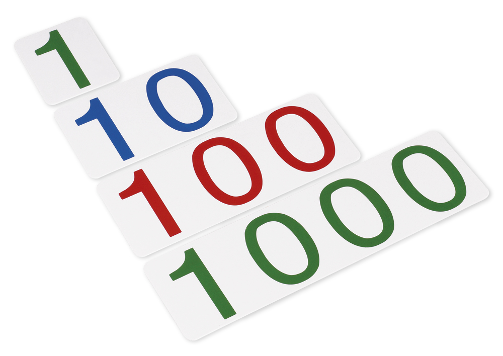 Grandes cartes numériques 1-1000 en plastique, TimeTEX « Montessori Premium »