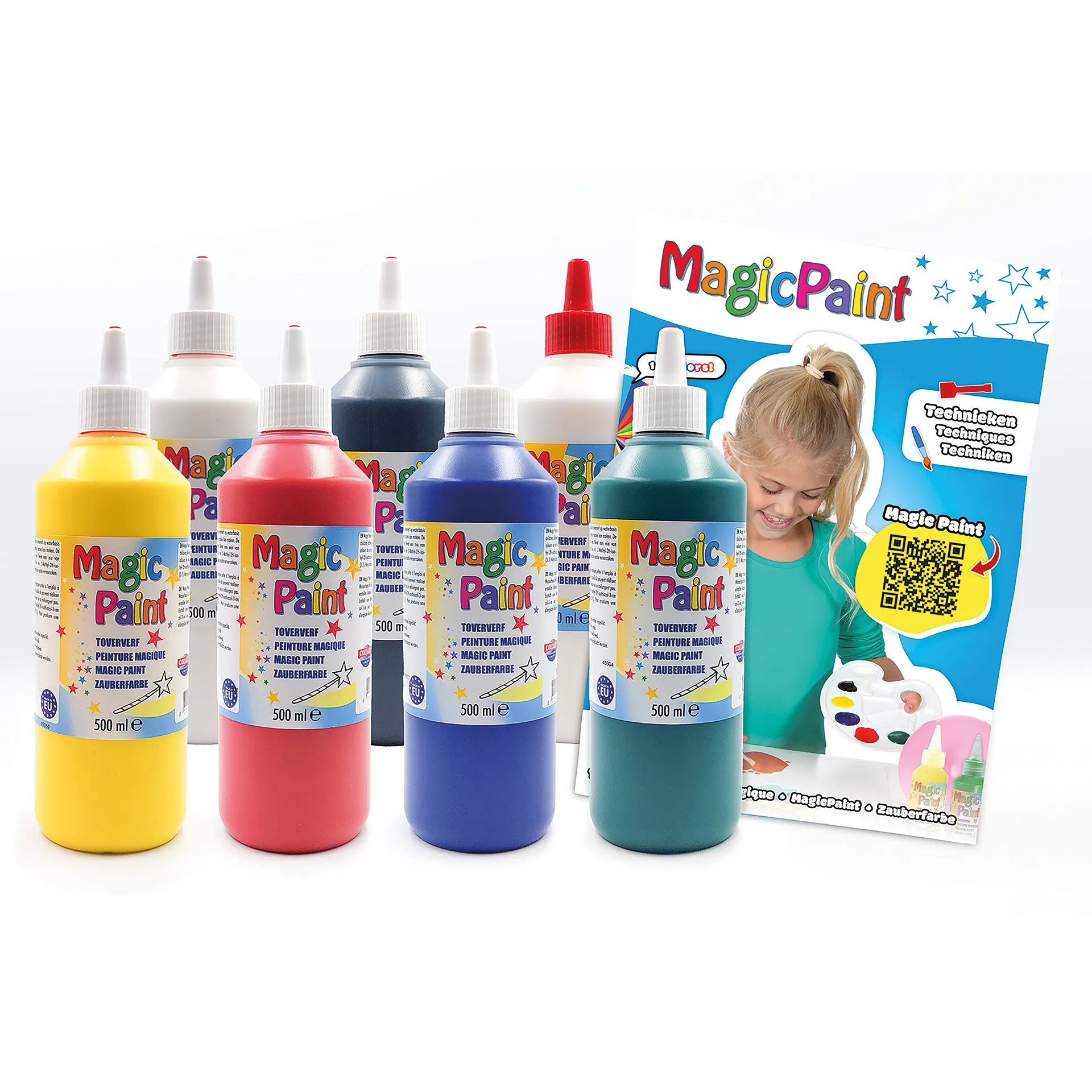 Magic Paint Zauberfarbe inkl. Textilmedium á 500 ml, 7-tlg.