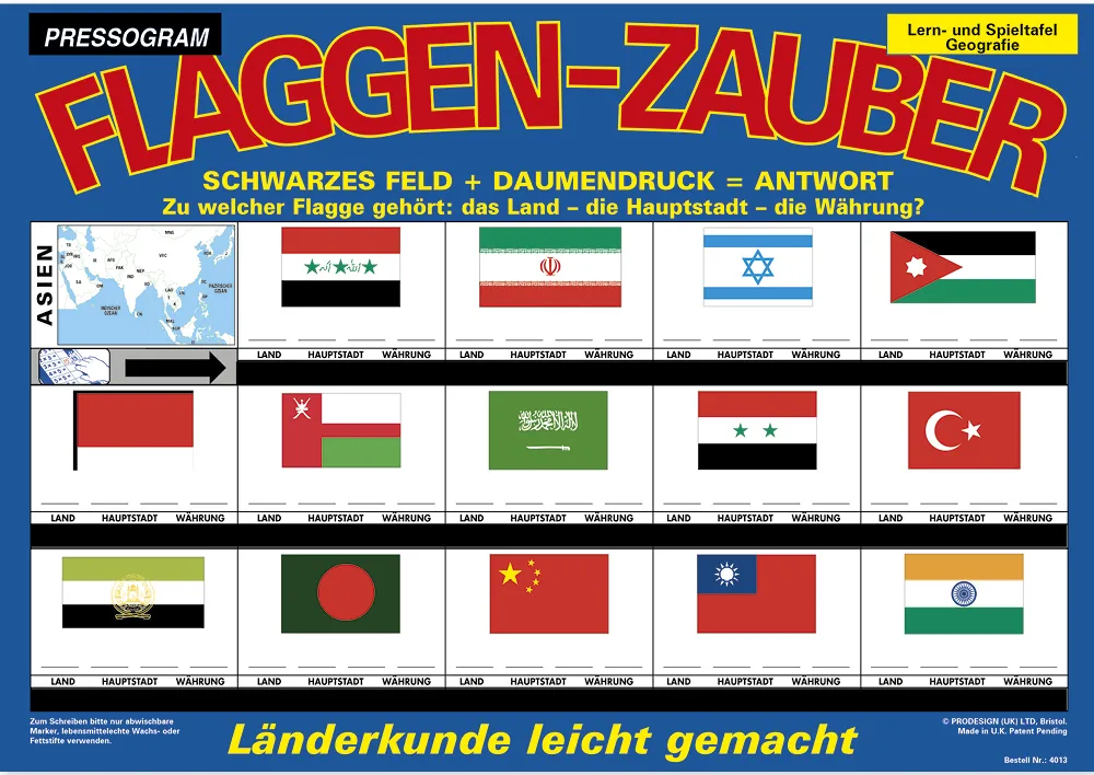 TimeTEX Zaubertafel "Flaggen-Zauber" Asien