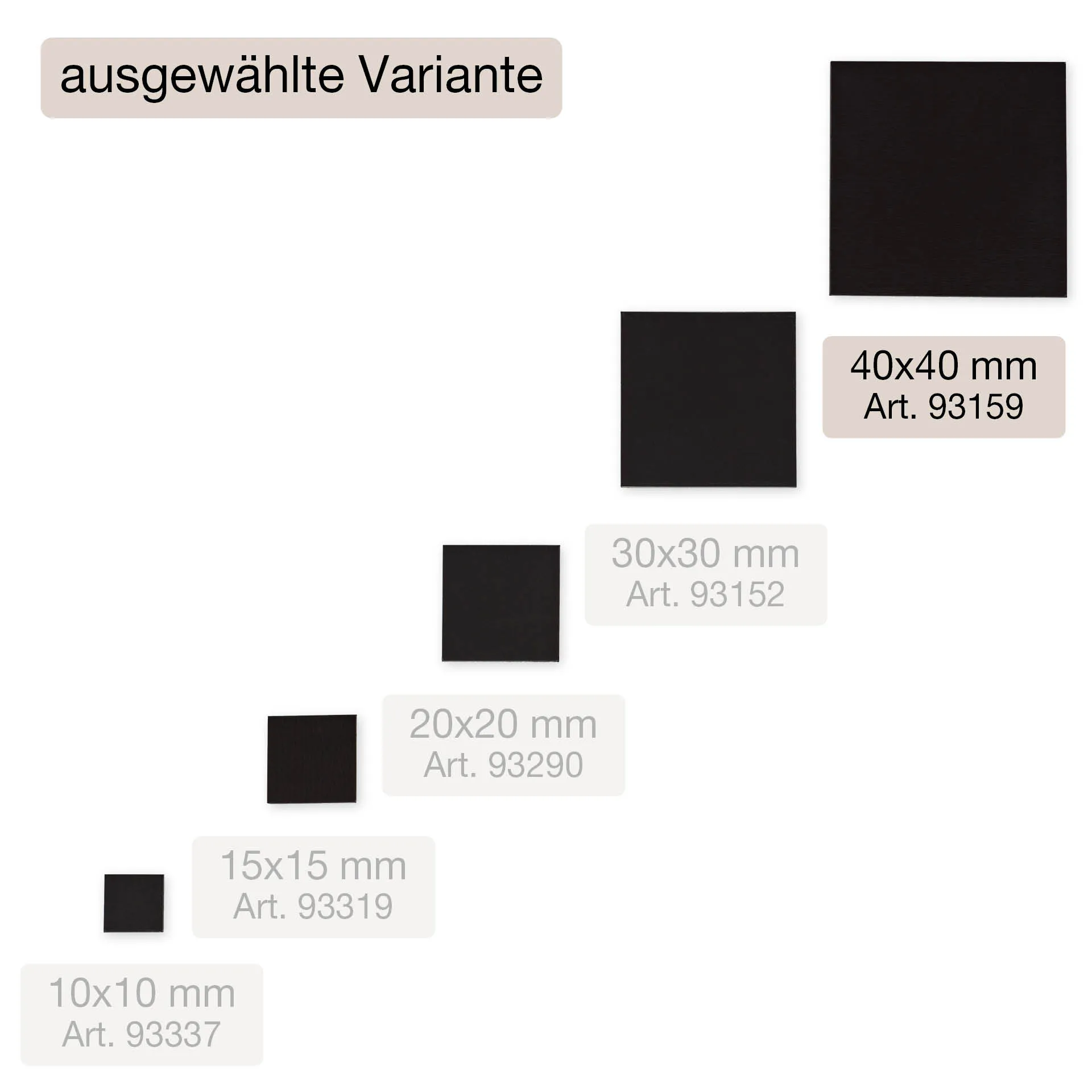 Magnet-Plättchen selbstklebend, 40x40 mm, 15 Stück