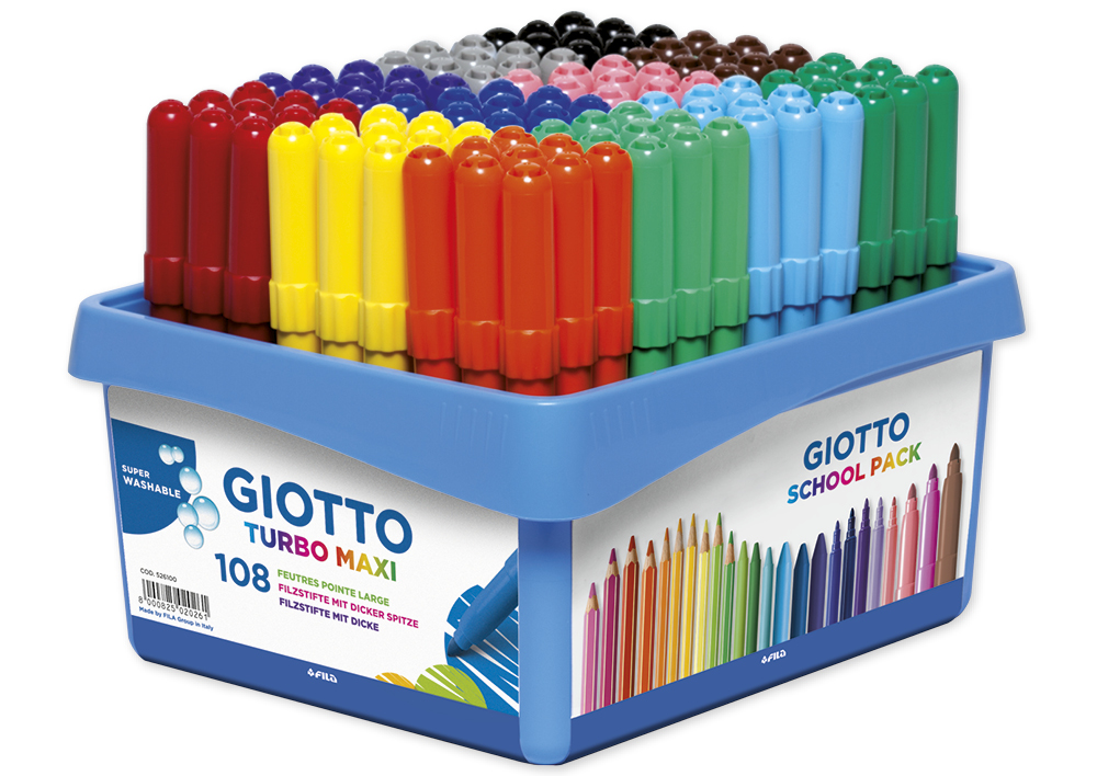 Gruppen-Set GIOTTO Turbo Maxi Fasermaler, Spitze 5 mm, 108-tlg.