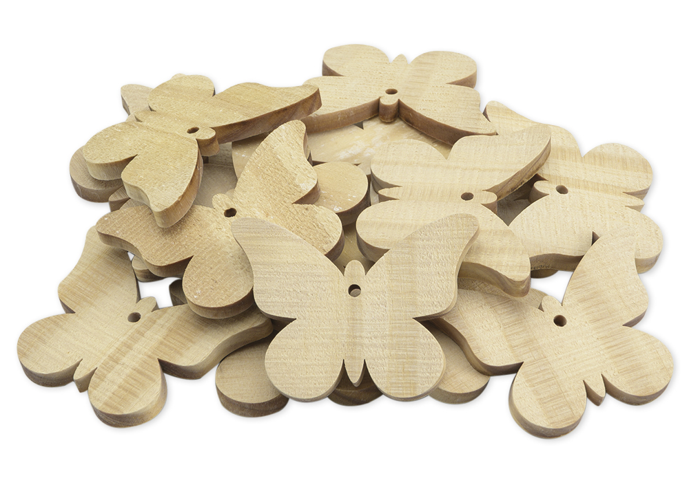 Papillons en bois, grand modèle, 20 pièces