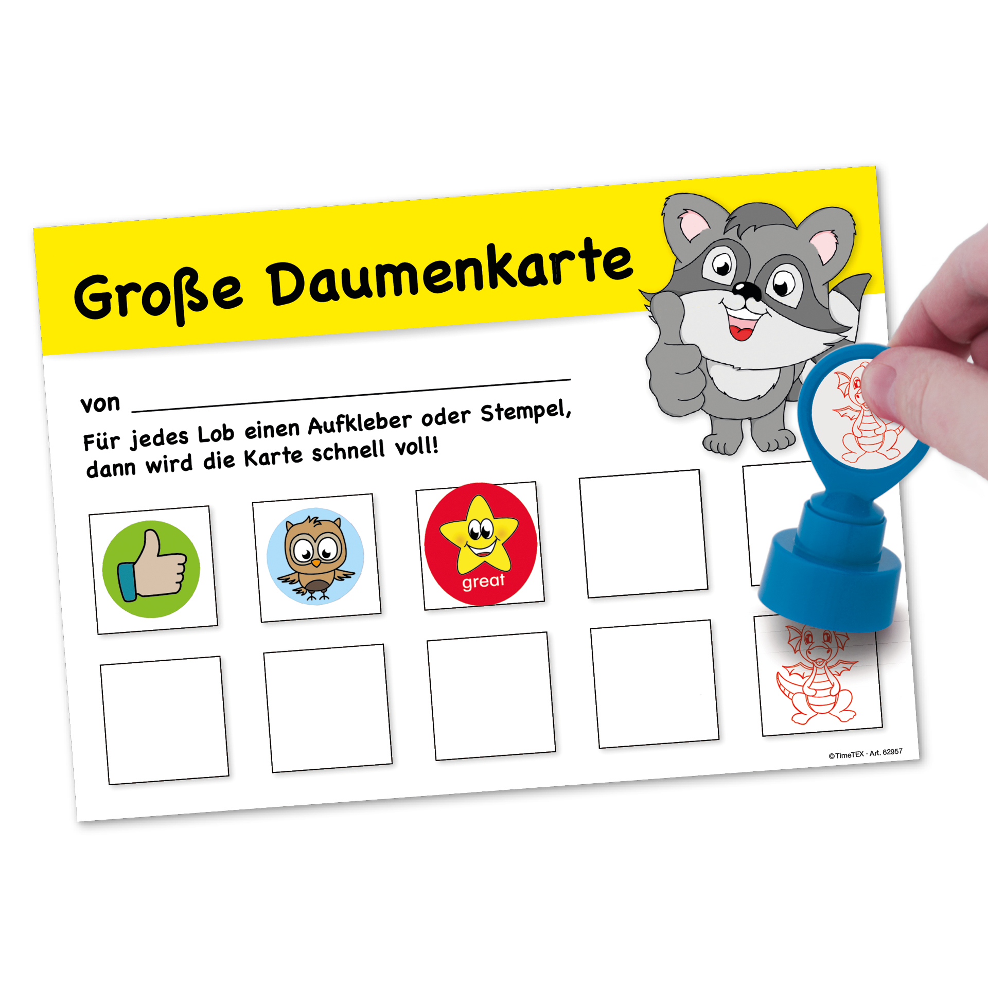 Große Daumenkarte mit 10 Feldern, 25 Stück 