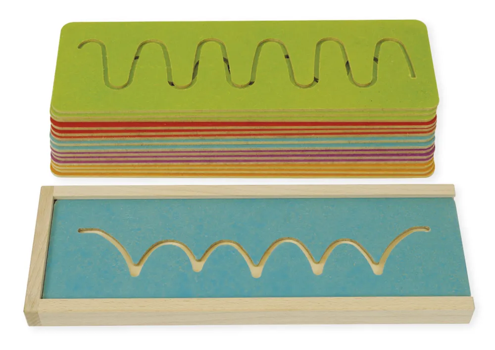 Set șabloane pentru exerciții de trasare, din lemn, 16 piese