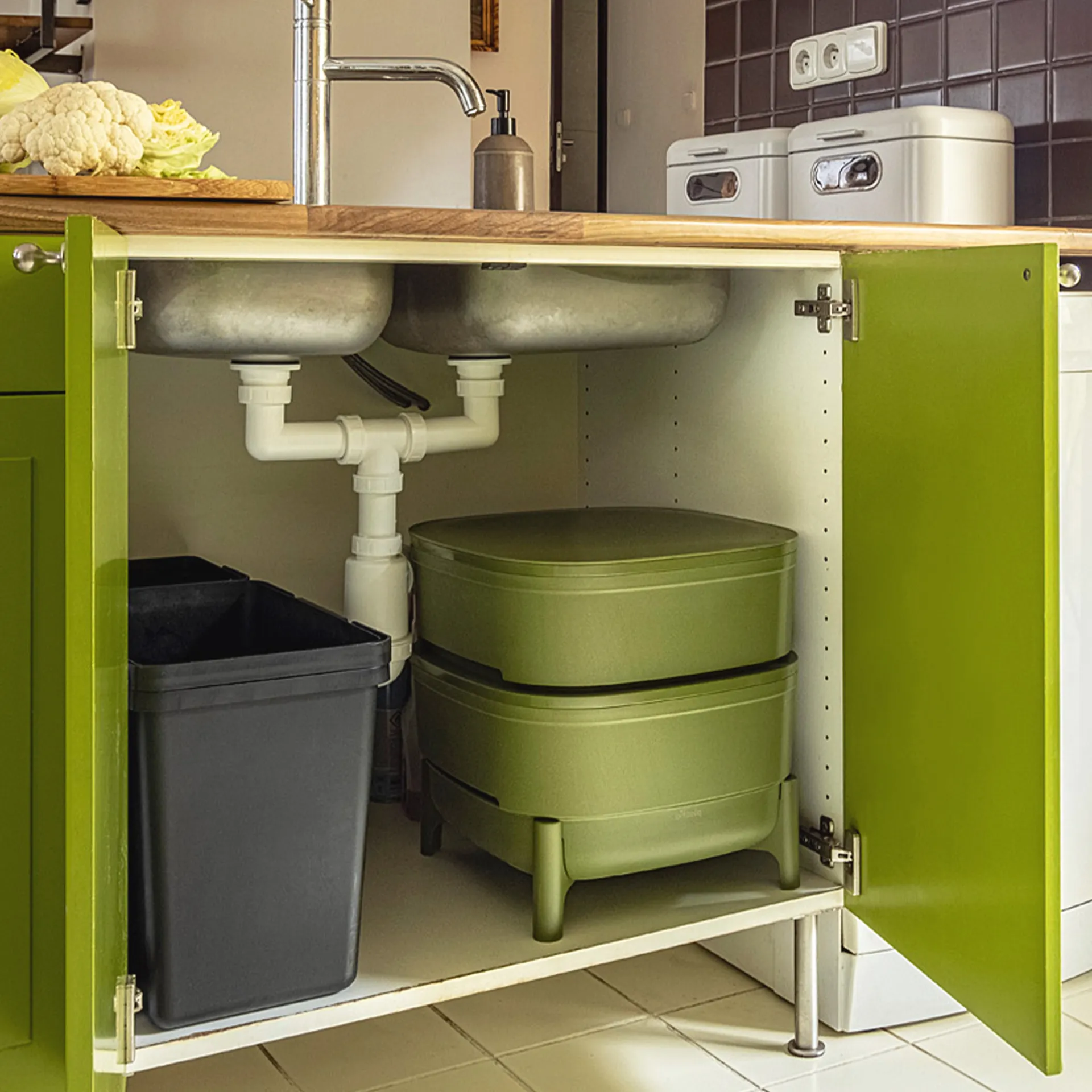 Indoor-Komposter aus Kunststoff, 38x38x38 cm