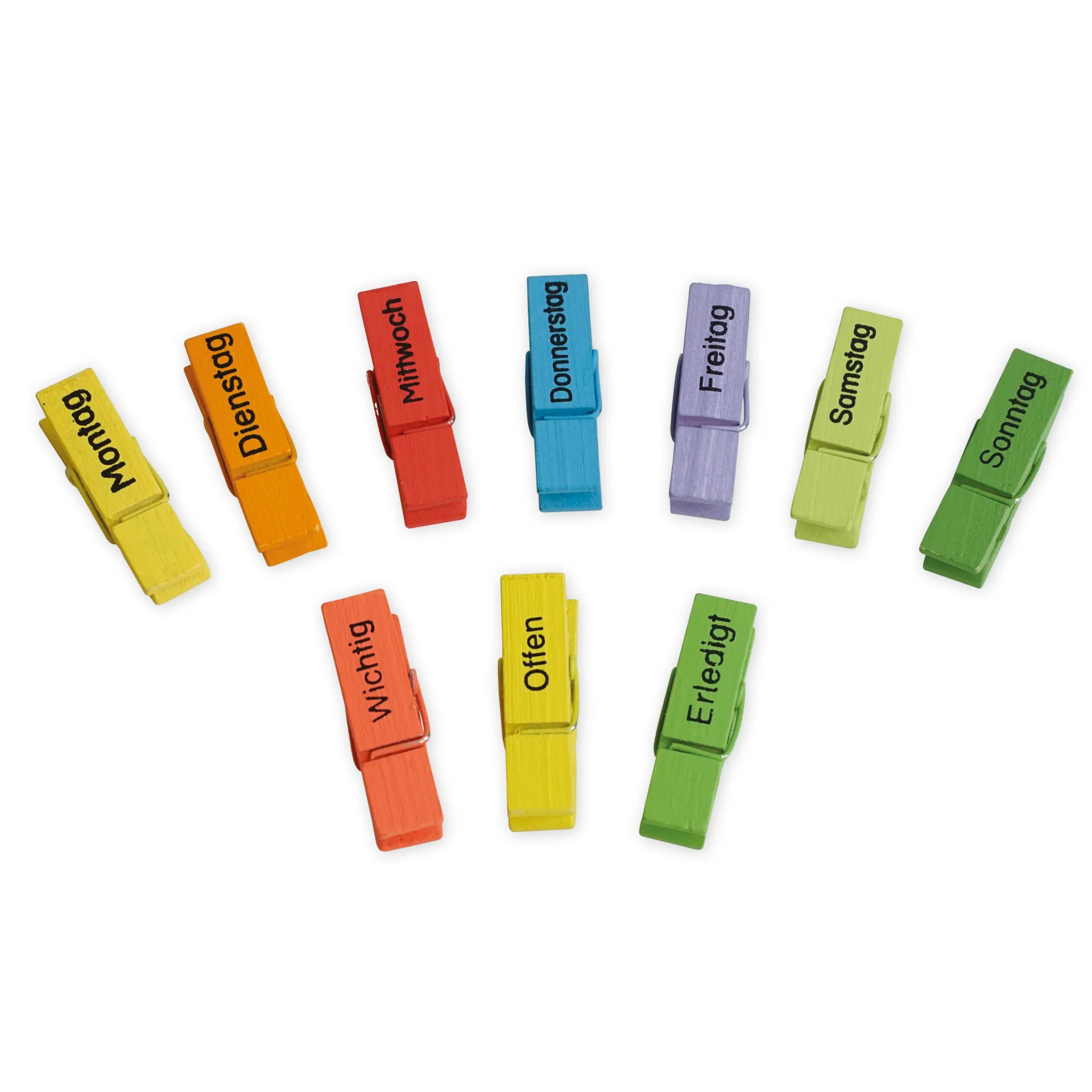 TimeTEX Wochentags-Klammern 10-tlg., farbig, mit Magnet