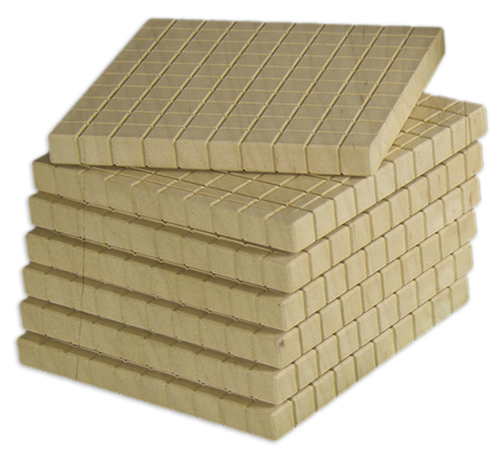 TimeTEX Dienes Dezimalrechen-Hunderter-Platte, naturfarben, Satz 10 Stück