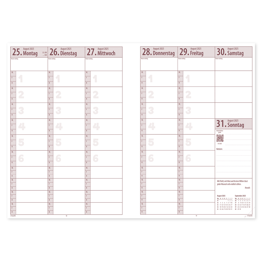 TimeTEX Kompakt-Lehrerkalender A5-Plus 2025/2026