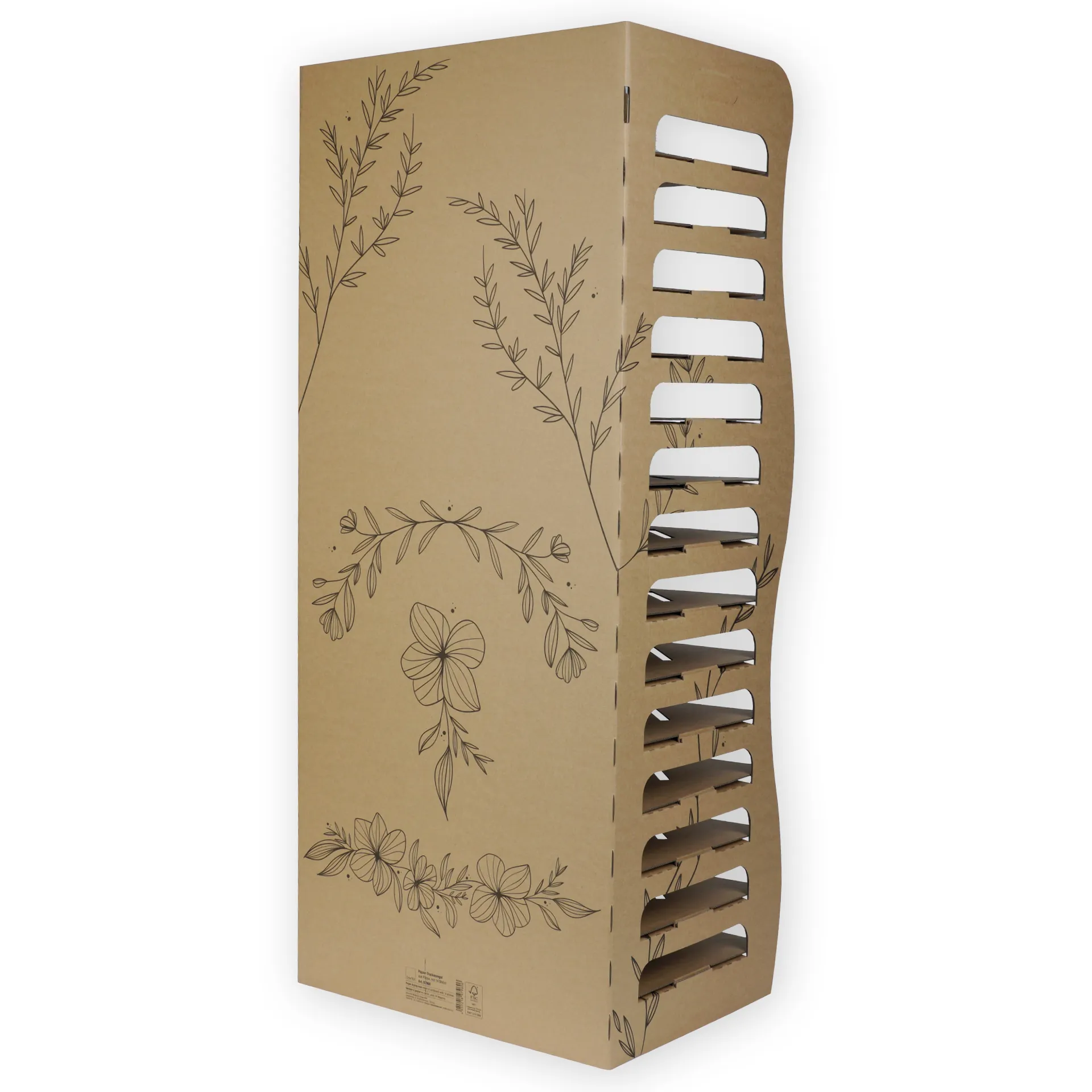 Papírový sušák z lepenky, 14 polic, 110 x 47 x 36 cm