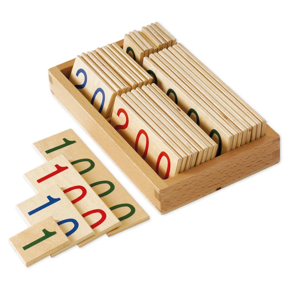 Boîte de petites cartes numériques en bois 1-9 000 TimeTEX « Montessori Premium »