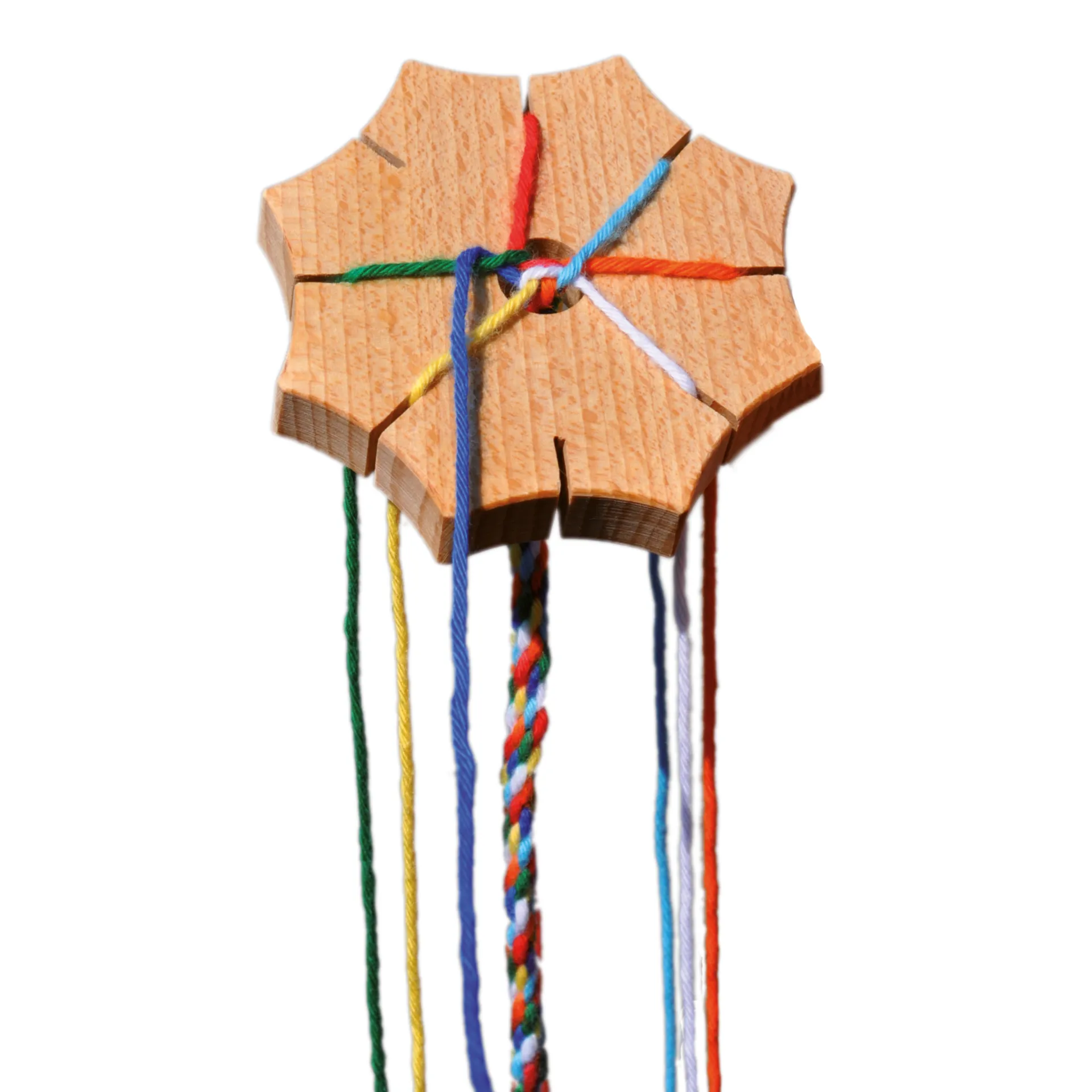 Knüpfstern aus Holz, ca. 8,5 cm ø