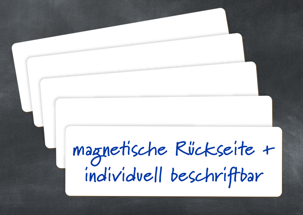 Tavleskilte, magnetiske, 9,3x29,5 cm, 5 stk.