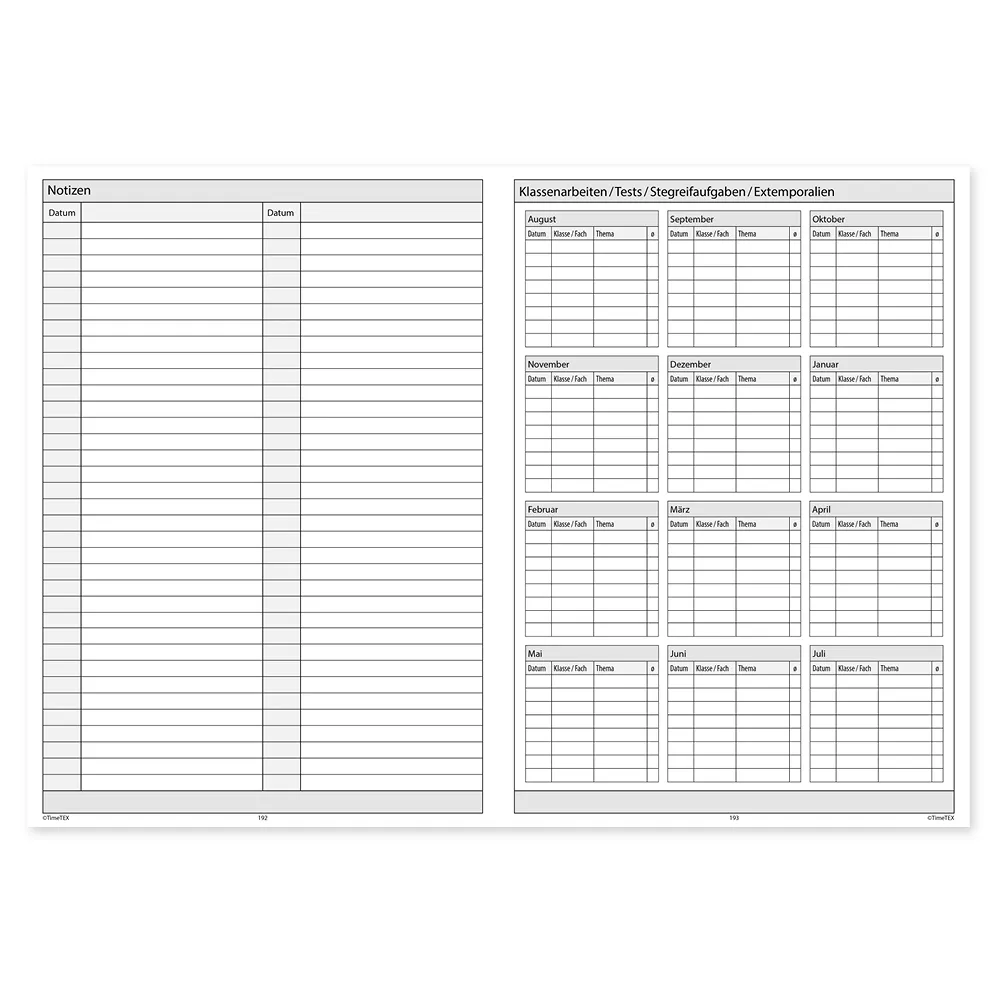 TimeTEX Natura-Schulplaner A4-Plus 2026/2027