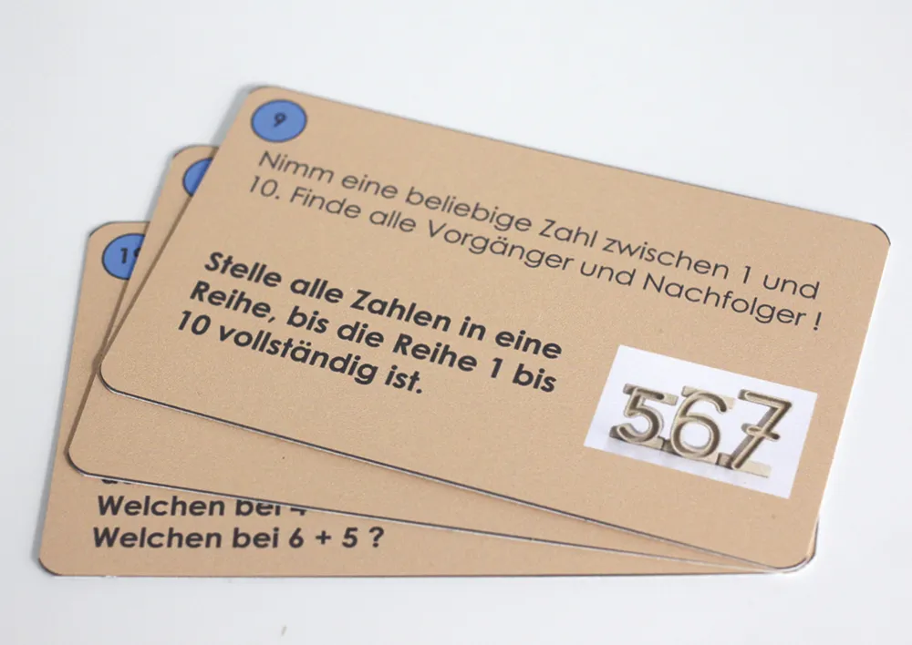 Uppgiftskort för att stapla nummer "number-to-number", 42 stycken.