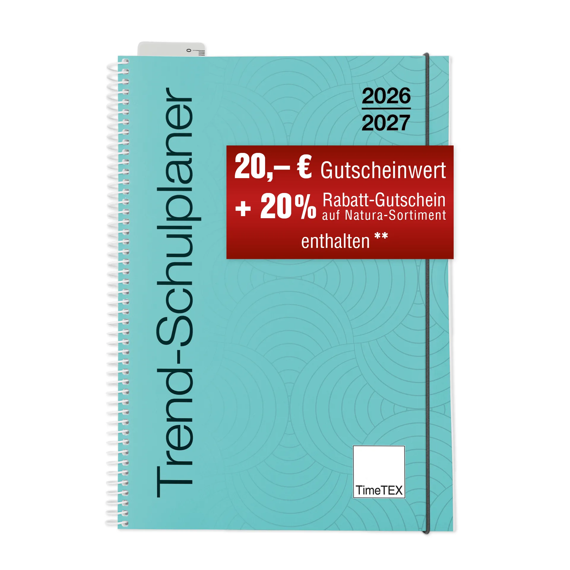 TimeTEX Trend-Schulplaner A4, 2026/2027, lagune