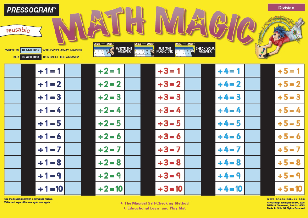 TimeTEX Zaubertafel "Mathematik" Englisch Division Ergebnis