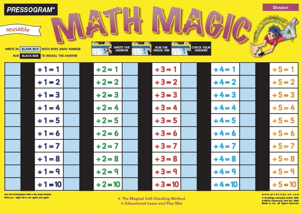 TimeTEX Zaubertafel "Mathematik" Englisch Division Ergebnis