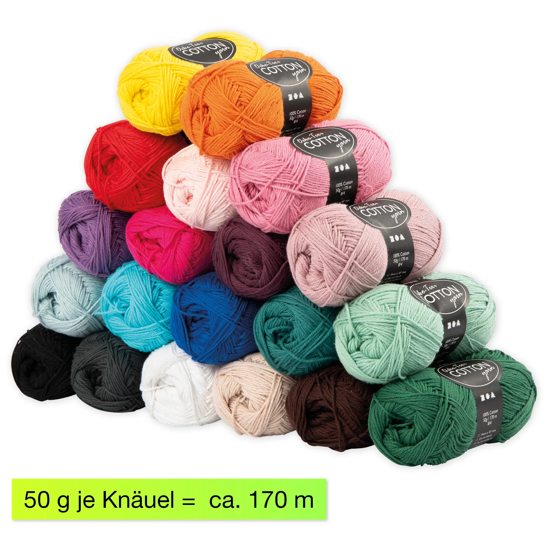 Set Baumwoll-Garn, 20 Farben à 50 g