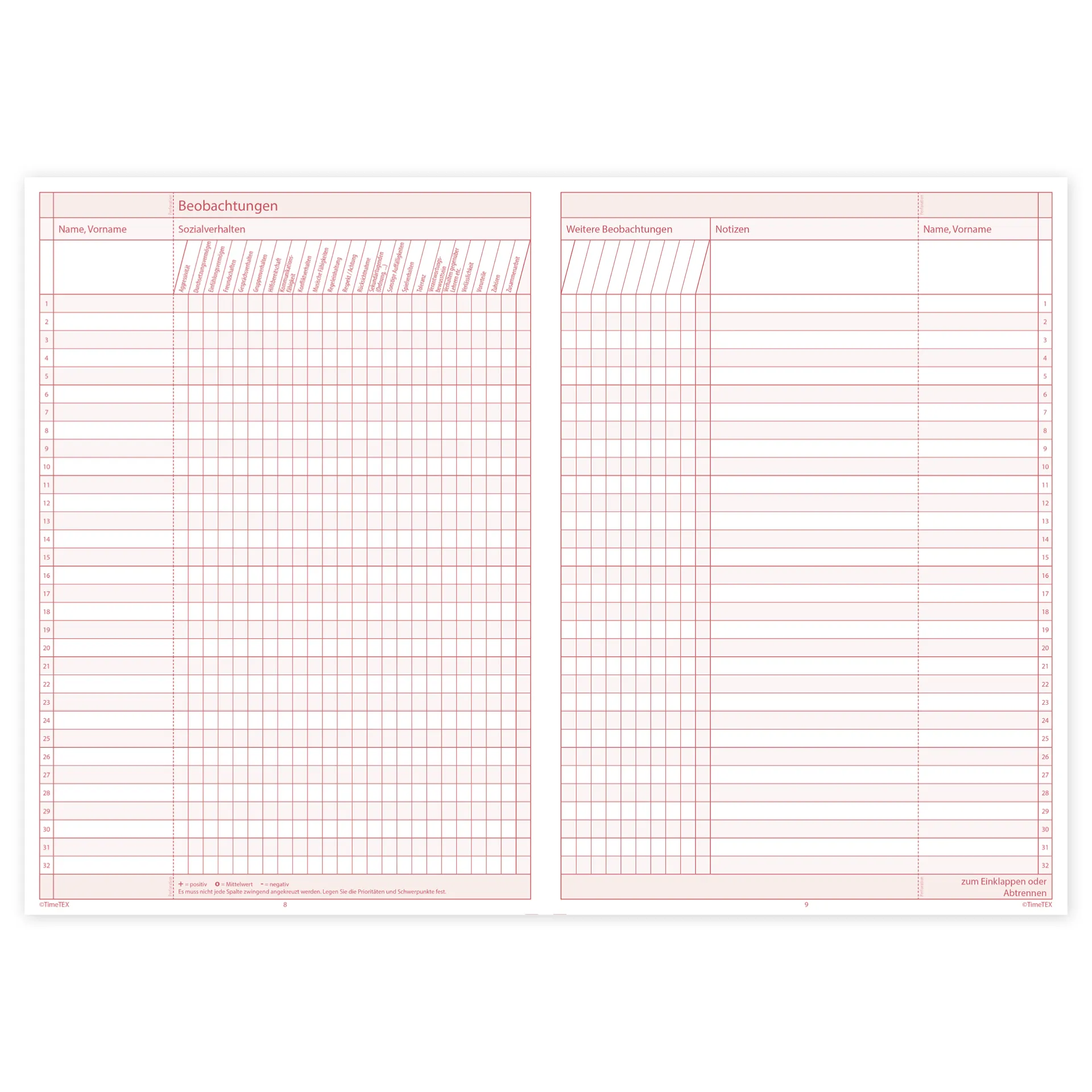 TimeTEX Heft Klassen-Beobachtung A4, 64 Seiten