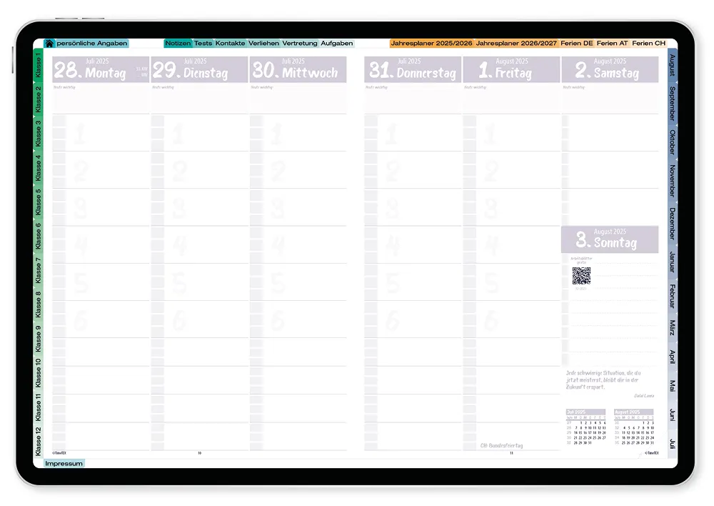 TimeTEX Digitaler Design-Schulplaner DigiPlan 2025/2026, malve