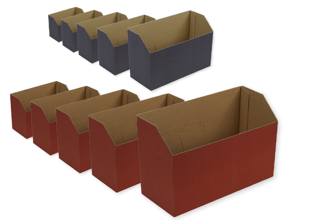 TimeTEX Set Natura-Karteikasten aus Pappe A5, farbig, nach vorn abfallend, planliegend, 5 Stück