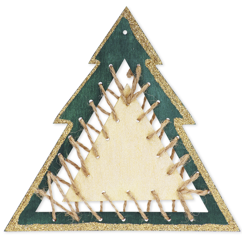 Fädeltannen aus Holz, 12 Stück