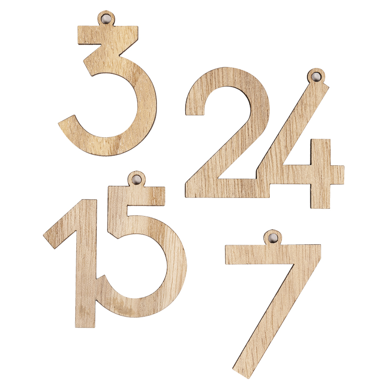 Adventskalender-Zahlen "1 bis 24", aus Holz, naturfarben