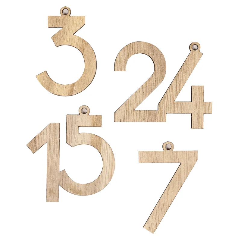 Adventskalender-Zahlen "1 bis 24", aus Holz, naturfarben