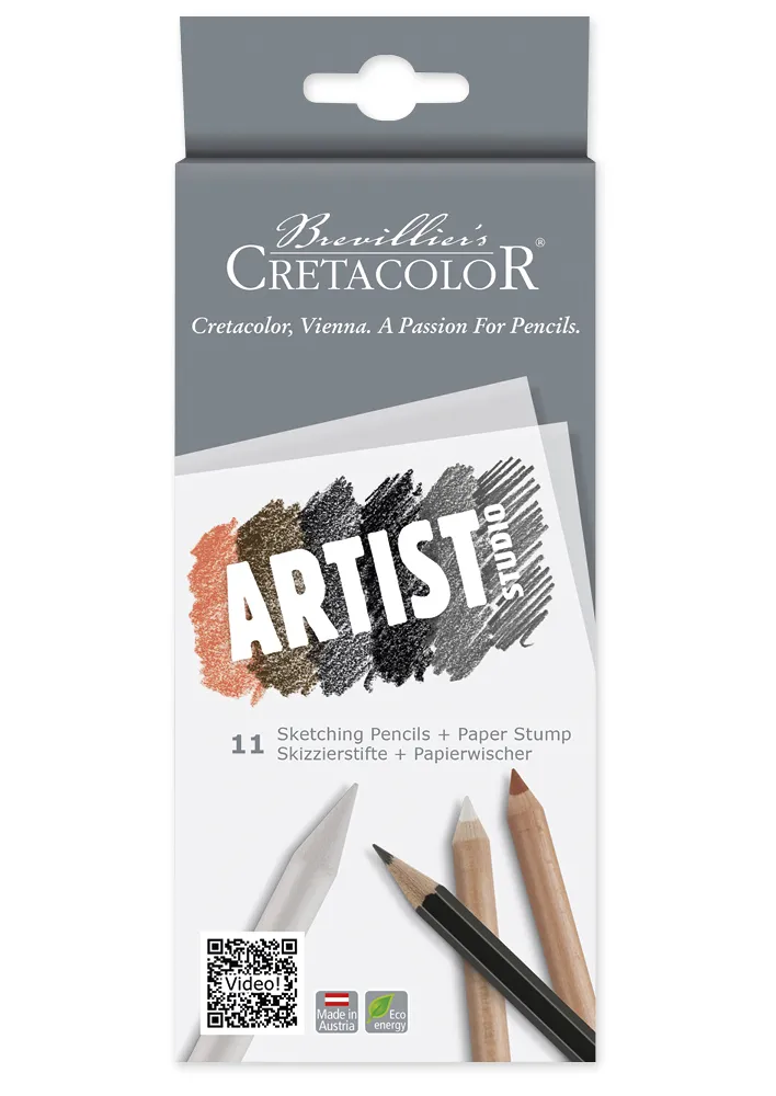 Set Skizzierstifte mit Papierwischer, 11-tlg.