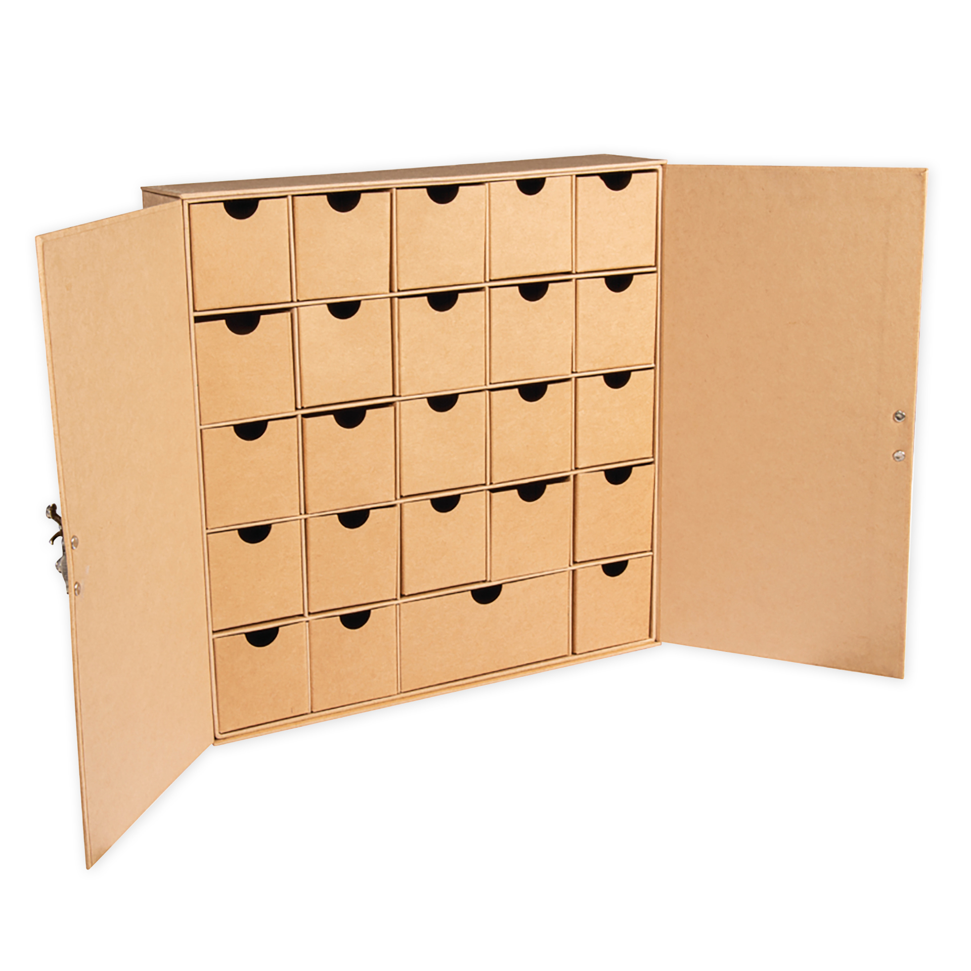 Adventskalender "Schränkchen" aus Pappmaché