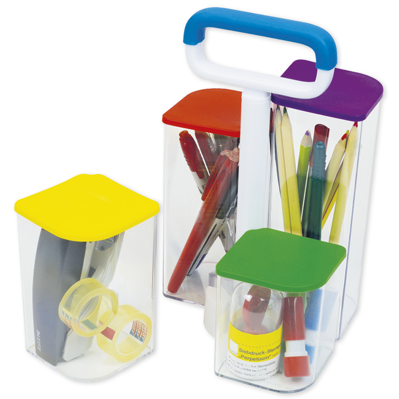 Tisch-Organizer "transparent", Kunststoff, mit Deckel, 4-tlg. Tisch-Organizer "transparent", Kunststoff, mit Deckel, 4-tlg.