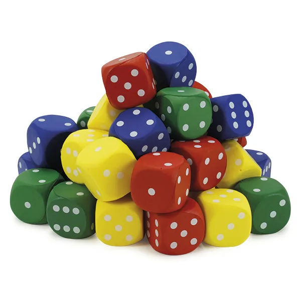 Set med viskande tärningar, 36 bitar, 4x4 cm, med ögon, i låda