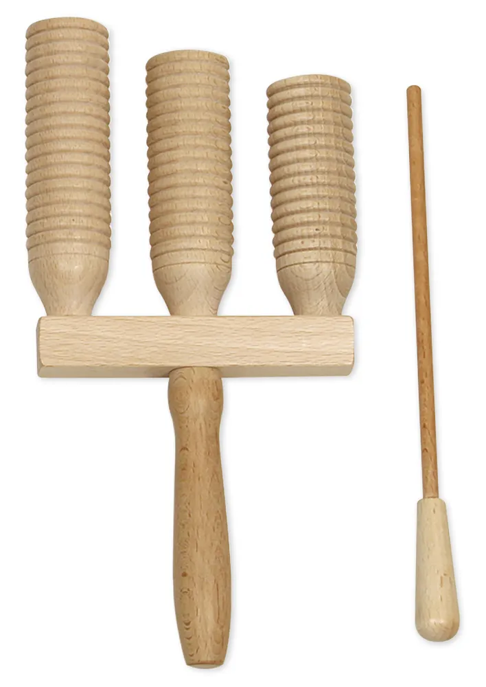Guiro dreifach, aus Holz, 28 cm
