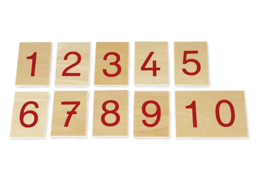 TimeTEX Satz Ziffern 1-10 auf Holzbrettchen "Montessori Premium"