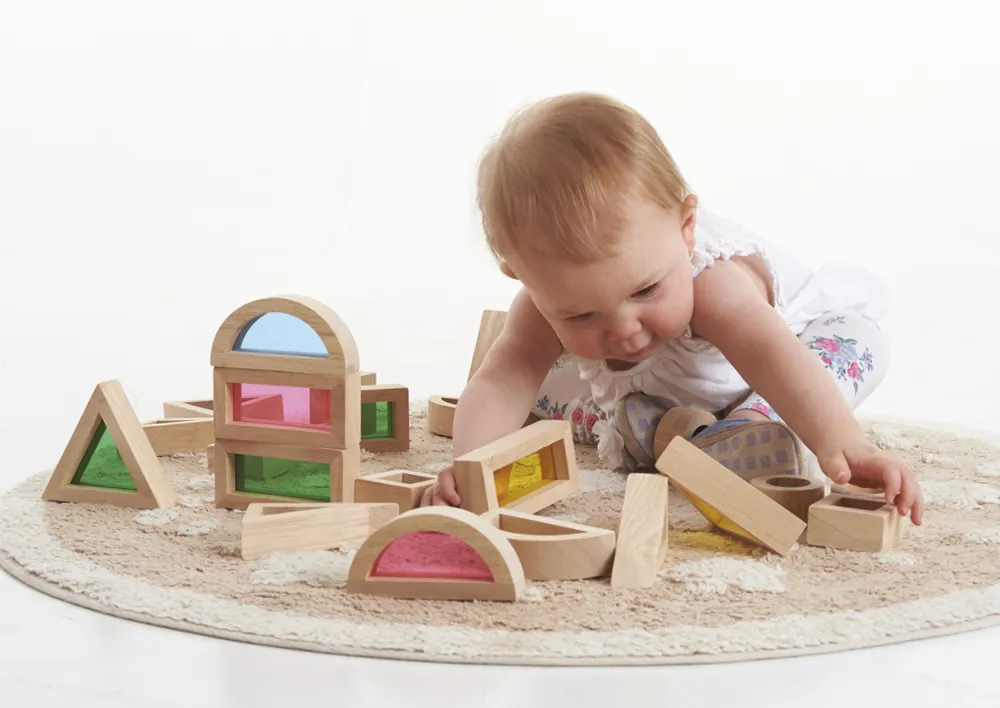 Houten bouwstenen "Regenboog", 24-delig