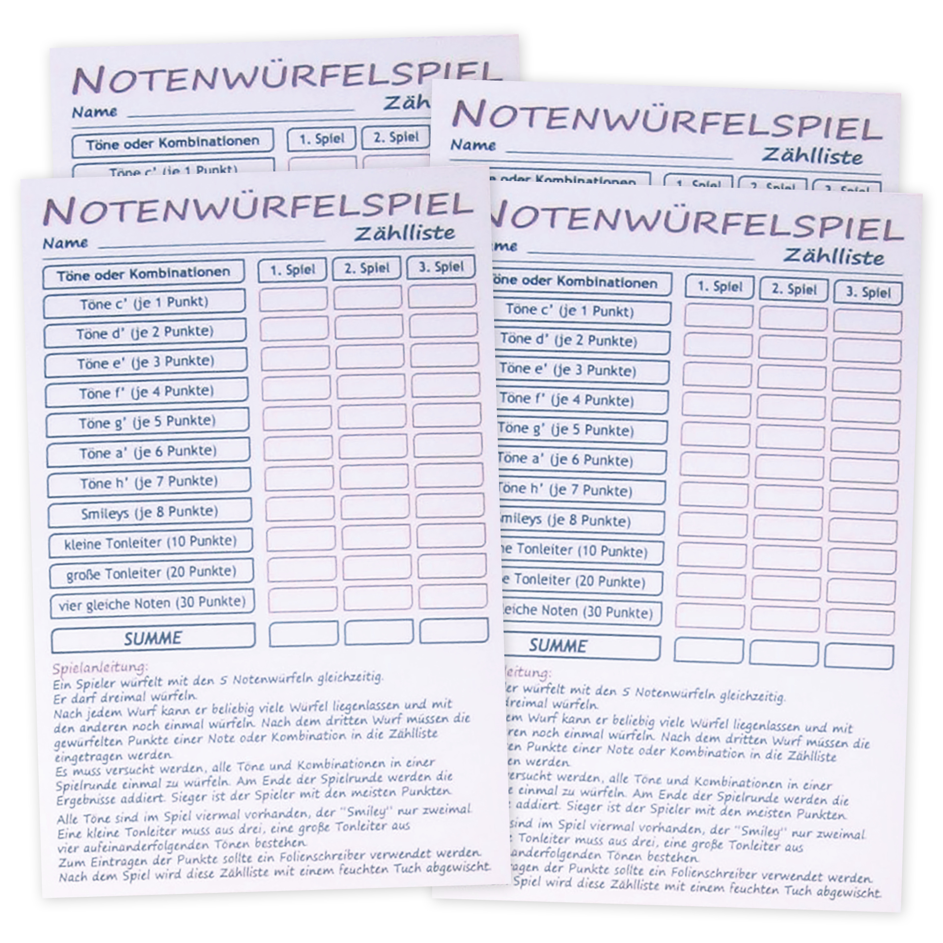 Spiel Notenwürfel c'-h', 9-tlg.