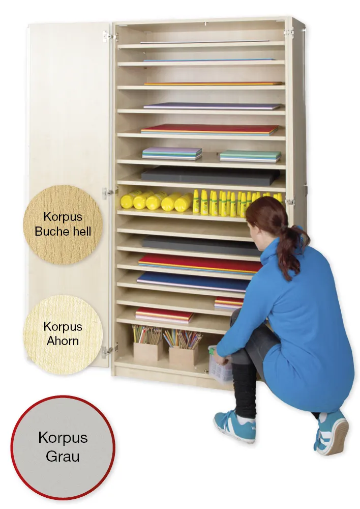 Material-Hochschrank M, Extratiefe, 15 Fachböden