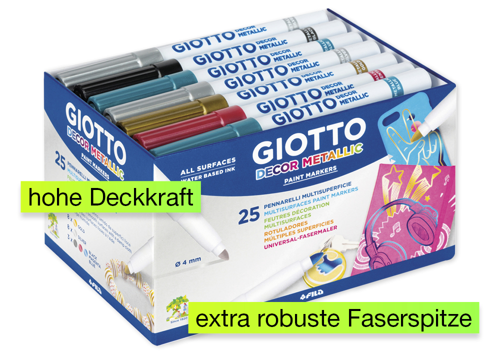 GIOTTO Decor Metallic Universal-Fasermaler, 25-tlg.