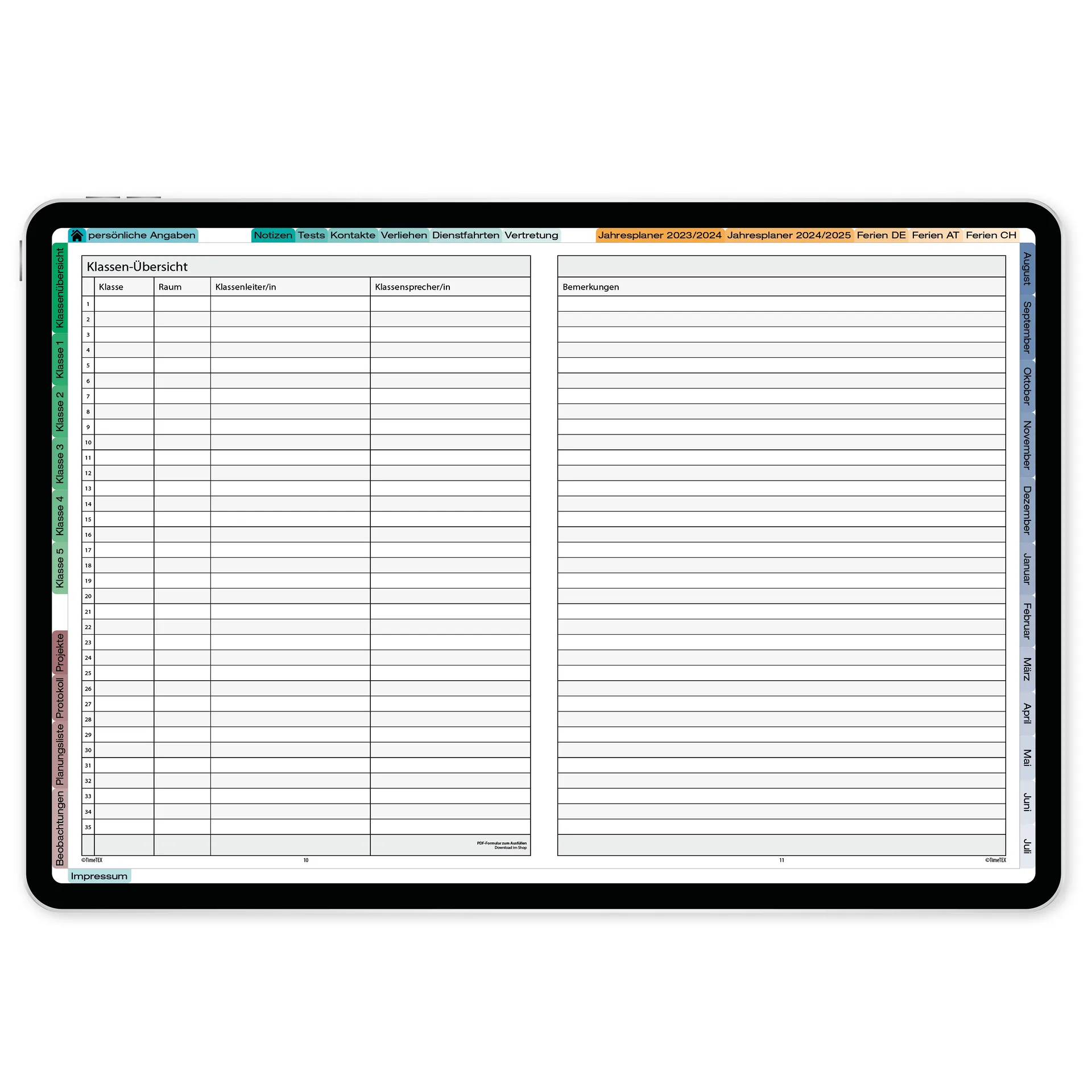 TimeTEX Digitaler Schulleitungs-Planer DigiPlan 2026/2027
