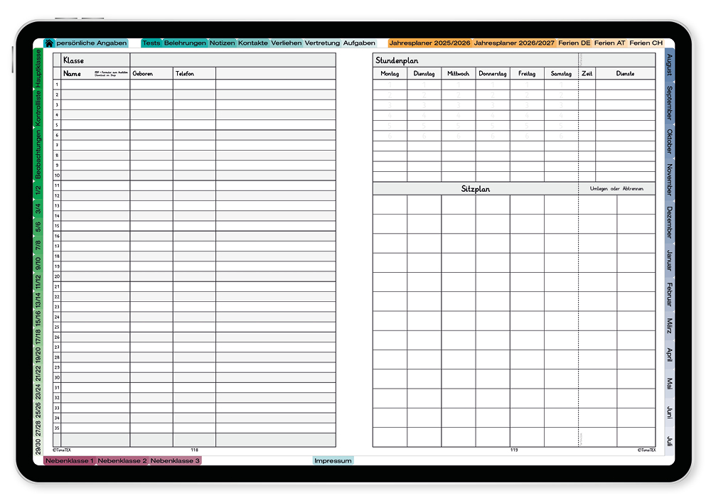 TimeTEX Digitaler Grundschul-Planer "Creativo" DigiPlan 2025/2026
