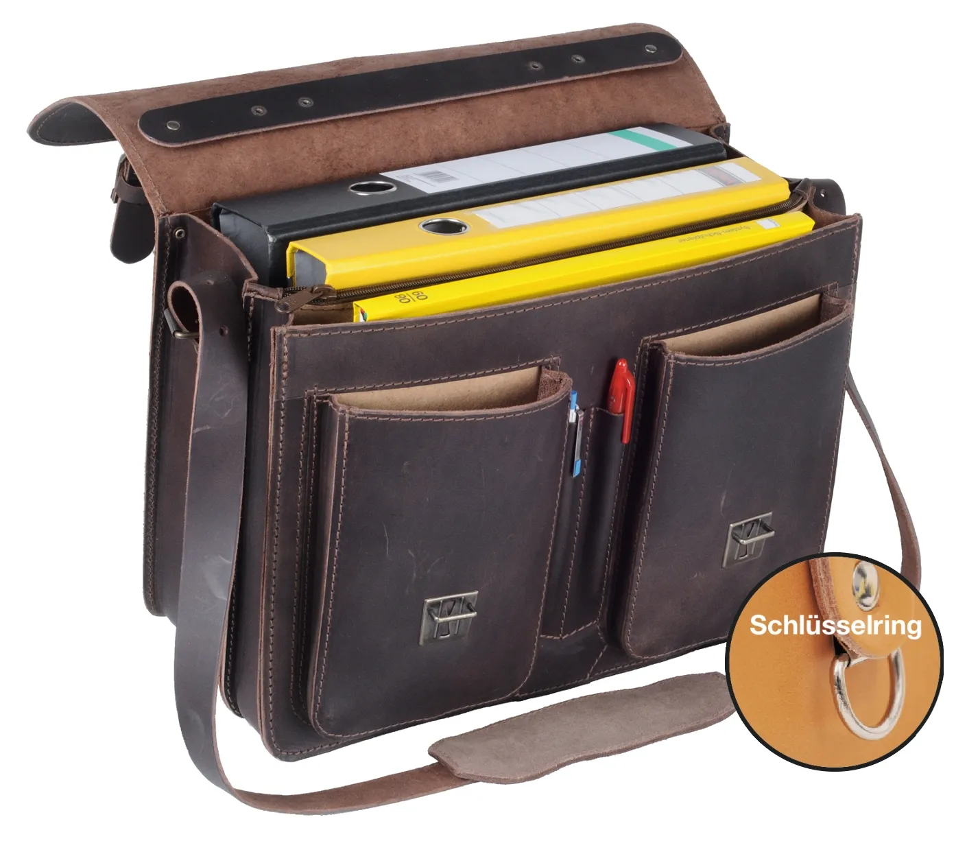 TimeTEX Büchertasche "Probata" mittel, ranger (dunkel-braun), Sattelleder II./SO