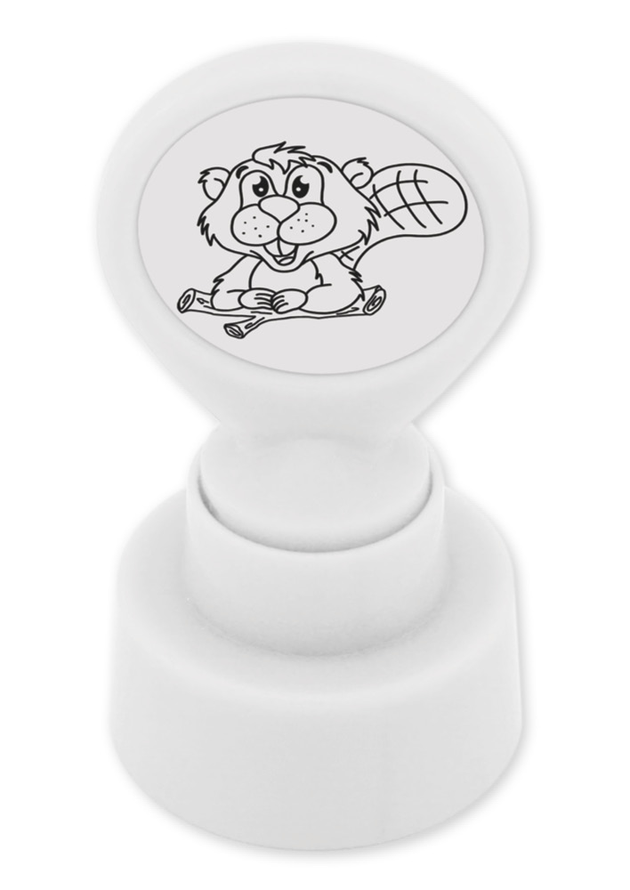 Screentryckstämpel "Perpetuum" rund "Bäver"