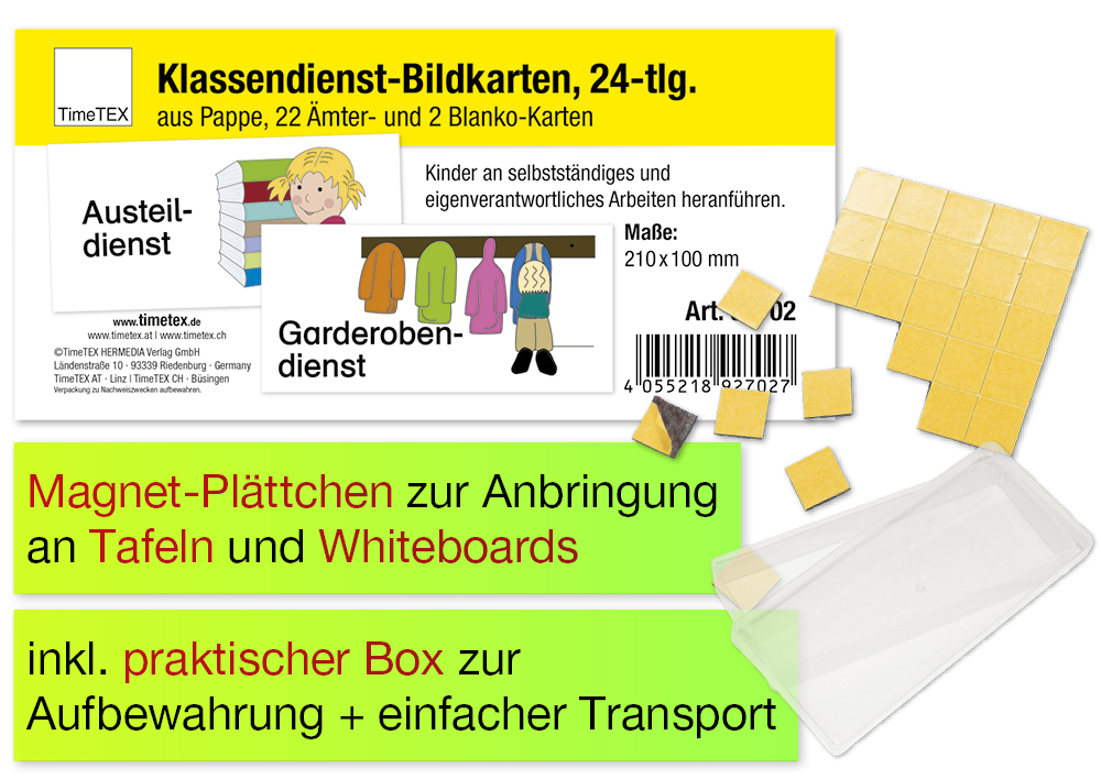 Klassendienst-Bildkarten magnetisch, 24-tlg., in Box