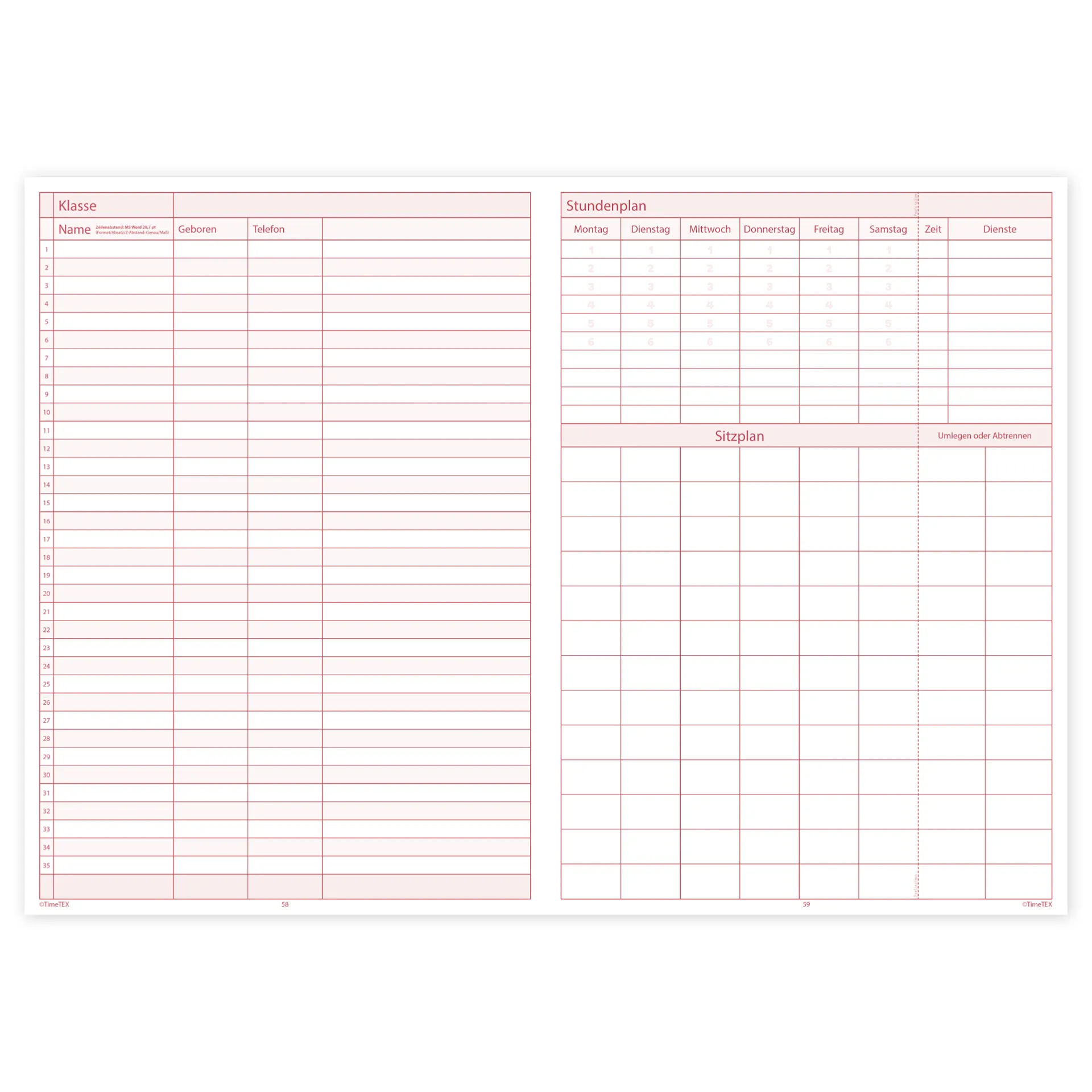 TimeTEX Unterrichts-Planer Universal, A5