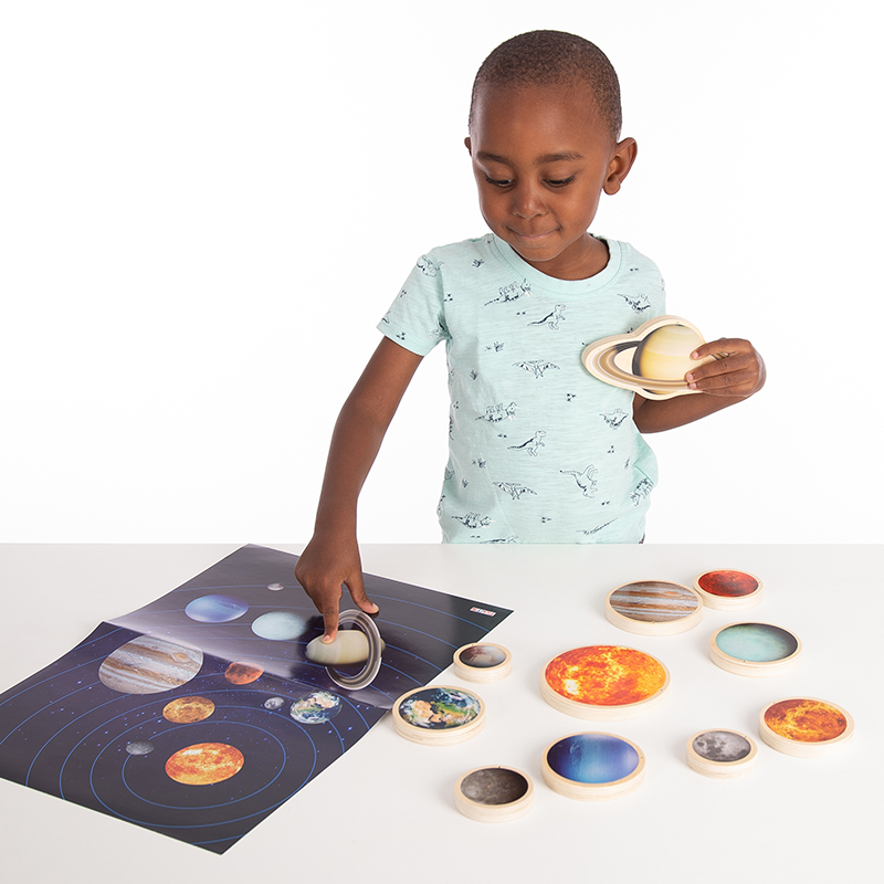 Planeten aus Holz, mit Beutel und Poster, 12-tlg.